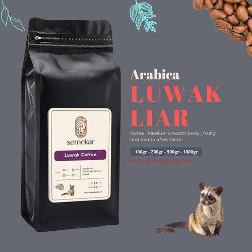 Luwak Liar Arabica Aceh Gayo coffee pure Original fresh Semekar powder  seeds - 100 grams, Coarse/ Coarse/ Coarse-grained · Lilasia